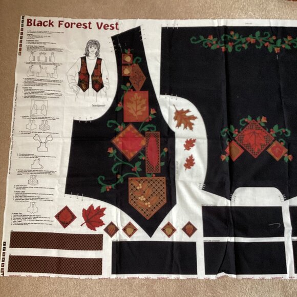 Black Forest Vest By Dream spinners For Cranston Fabrics Fabric Panel Sewing - Picture 1 of 5